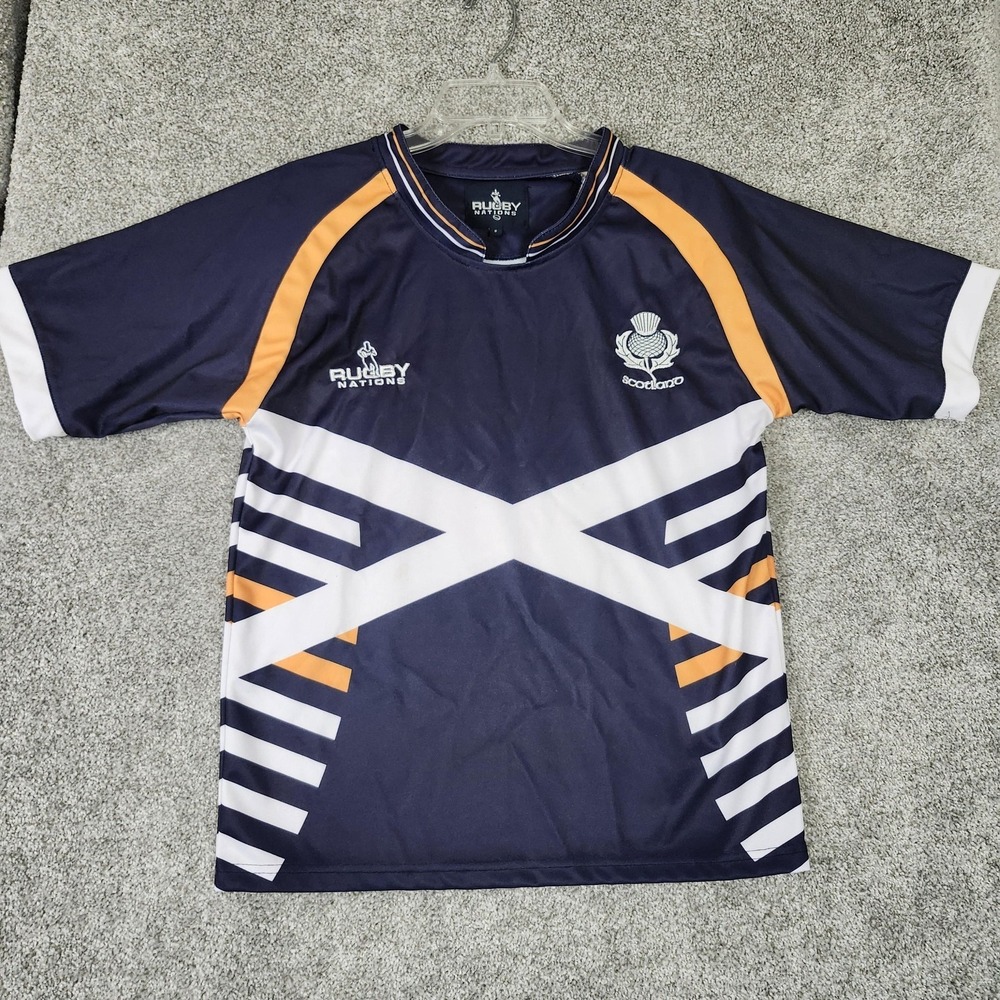Scotland Rugby Jersey Mens Small Blue Rugby Nations St Andrews Cross Flag